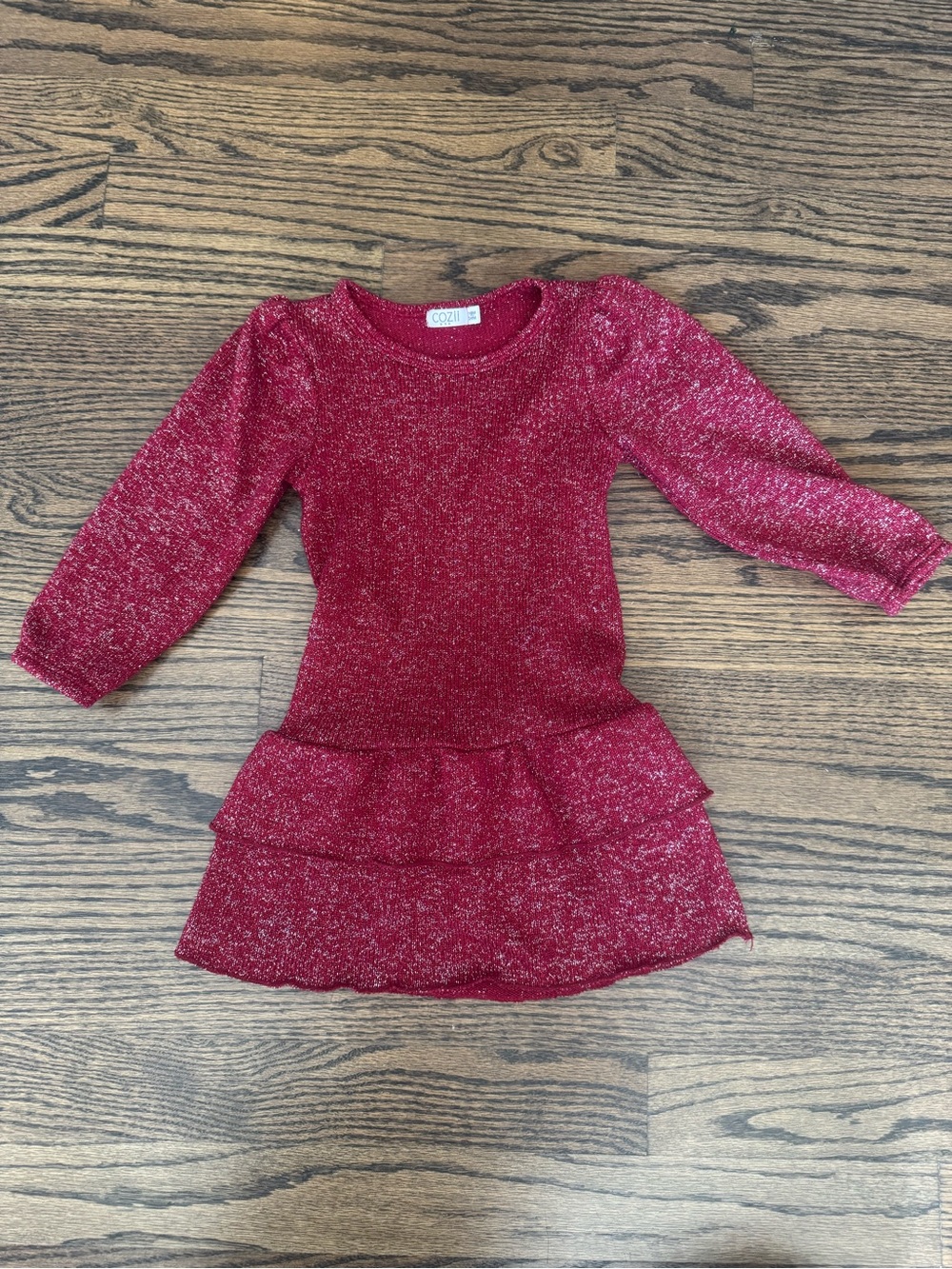 Cozii Kids Shimmer Red Tiered Dress